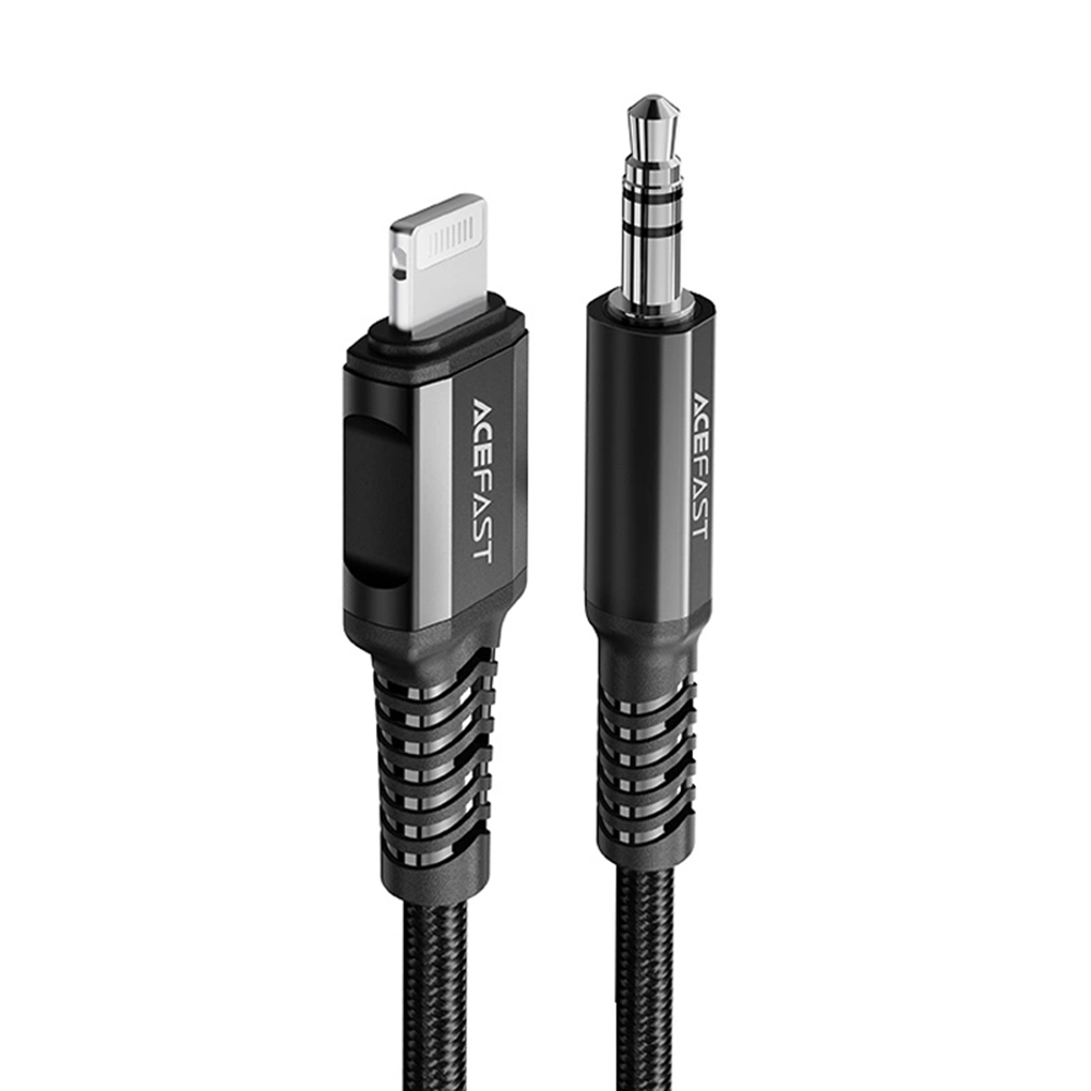 Аудио кабел Lightning към 3,5 мм жак 3,5 мм Tata, Apple Hi-Fi, Plug & Play, MFi Certified, 1,2 м - Acefast (C1-06) - Черен