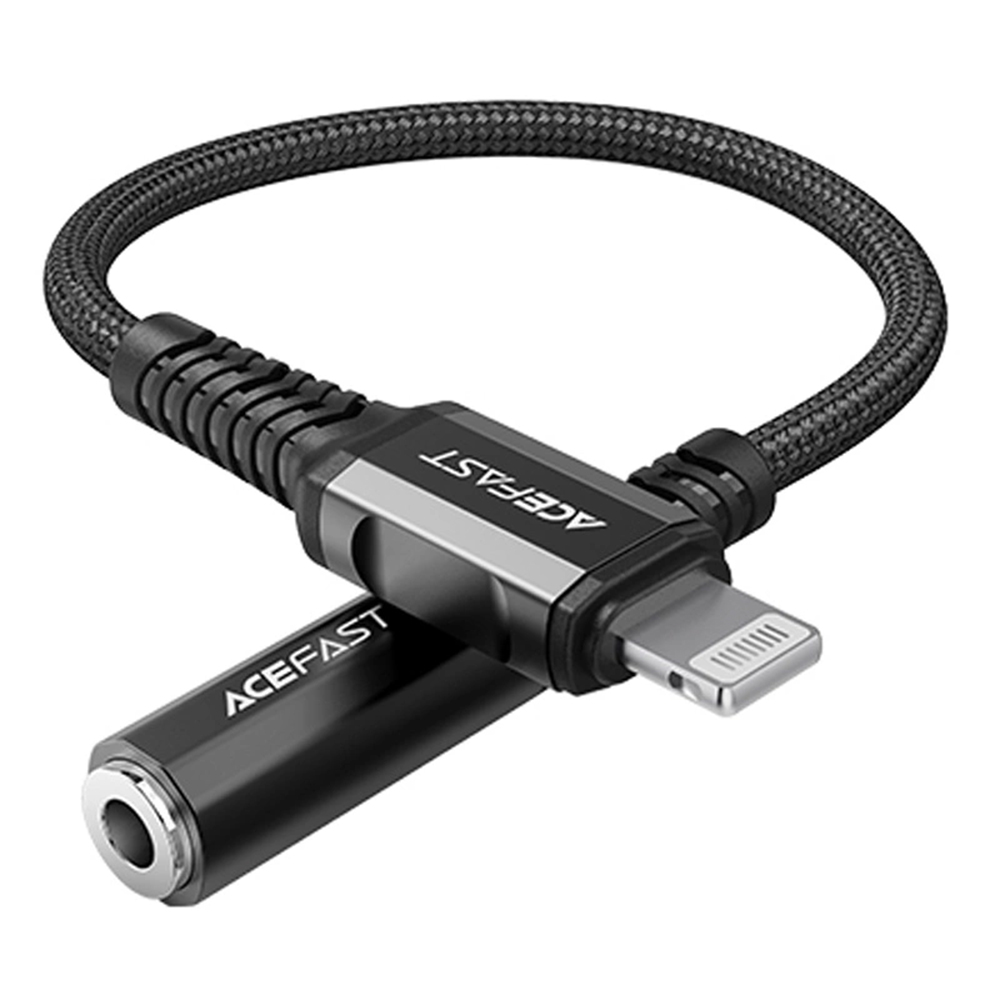 Аудио кабел Lightning към 3,5 mm жак 3,5 mm Mom, Apple Hi-Fi, HD Music Decoding, MFi, 0,18 m - Acefast (C1-05) - Черен