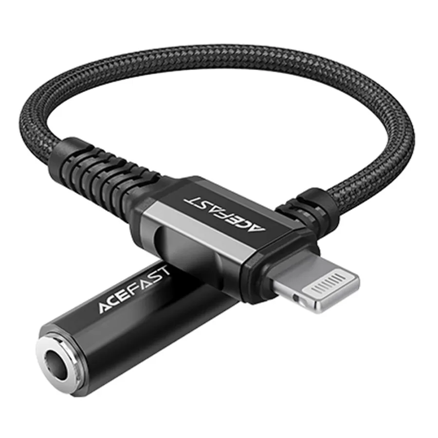 Аудио кабел Lightning към 3,5 mm жак 3,5 mm Mom, Apple Hi-Fi, HD Music Decoding, MFi, 0,18 m - Acefast (C1-05) - Черен