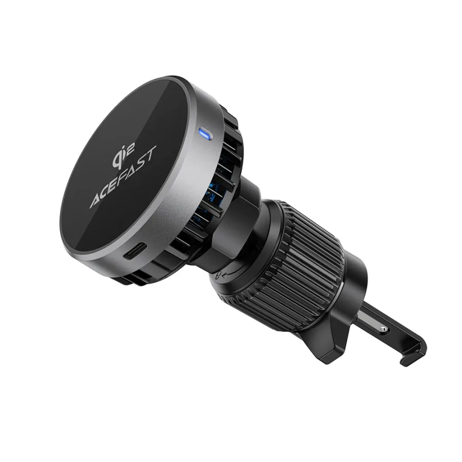 Магнитна стойка за кола за Qi2, USB-C, 15W - Acefast (D40) - метално сиво