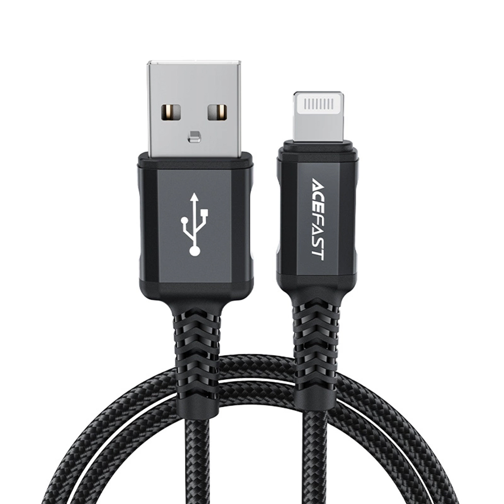 Захранващ кабел, USB към Lightning, 2,4 A, бързо зареждане, 1,8 м - Acefast (C4-02) - Черен