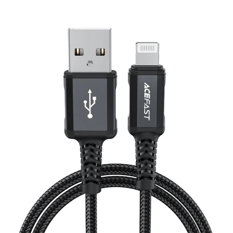 Захранващ кабел, USB към Lightning, 2,4 A, бързо зареждане, 1,8 м - Acefast (C4-02) - Черен