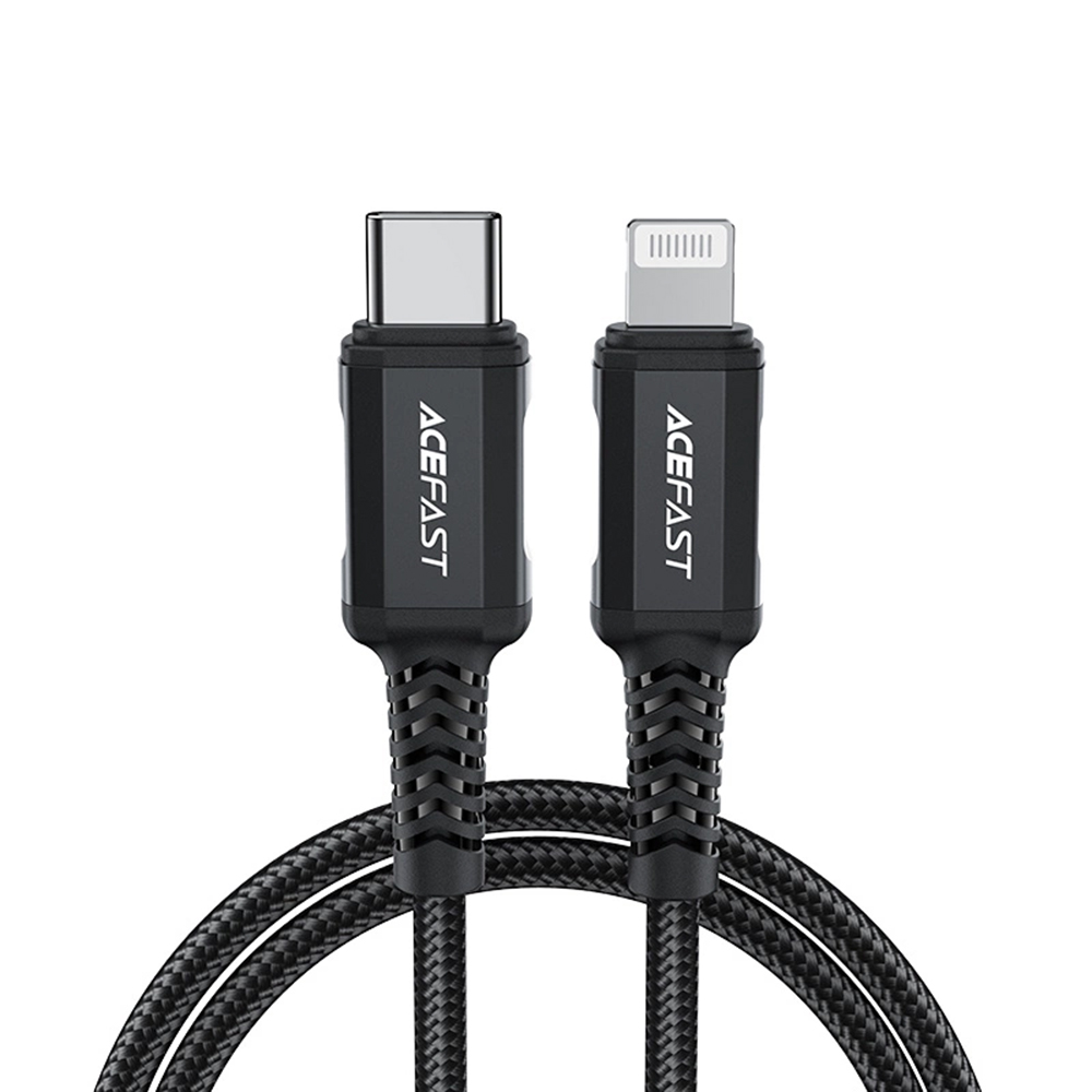 Захранващ кабел, Type-C към Lightning, 3A, Бързо зареждане, 1,8 м - Acefast (C4-01) - Черен