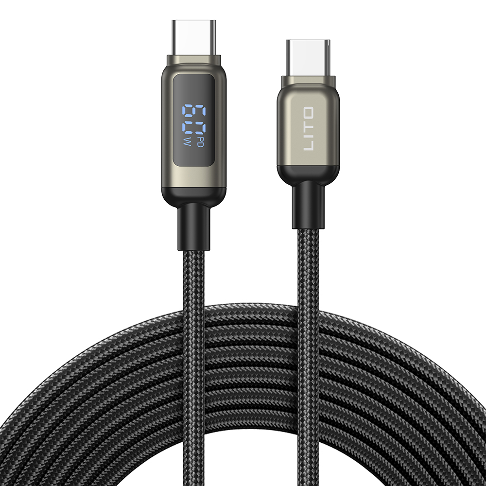 Кабел за данни с USB-C и дисплей - Lito (LD15) - Черен
