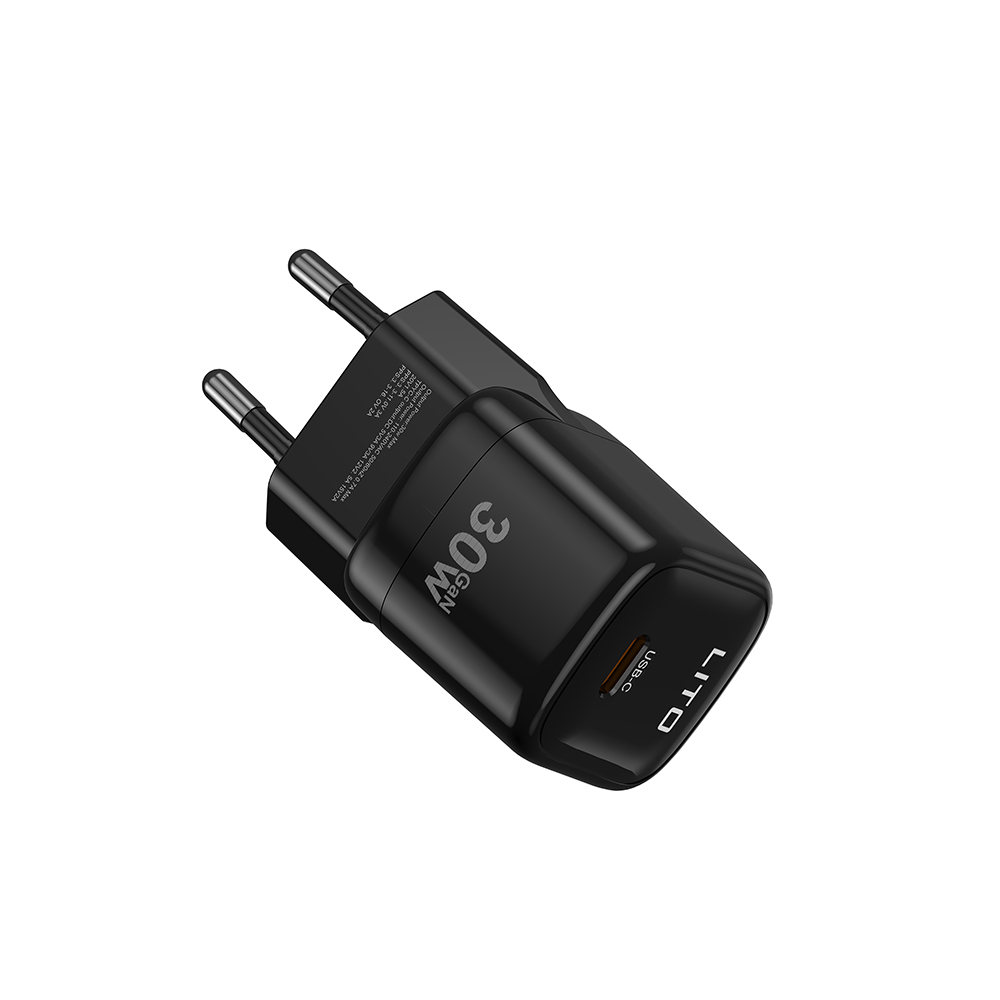 Зарядно устройство с щепсел, USB-C, 30W - Lito (LC11) - черно