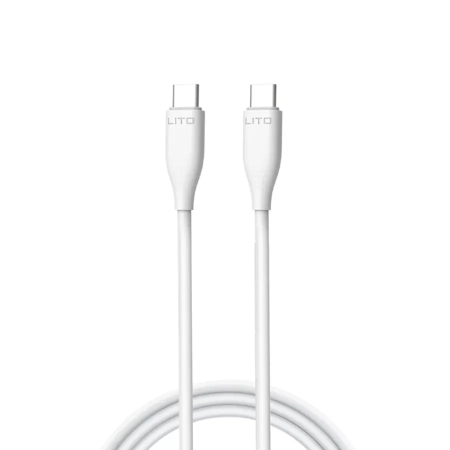 Кабел за данни с USB-C 60W, 1m - Lito (LD03) - Бял