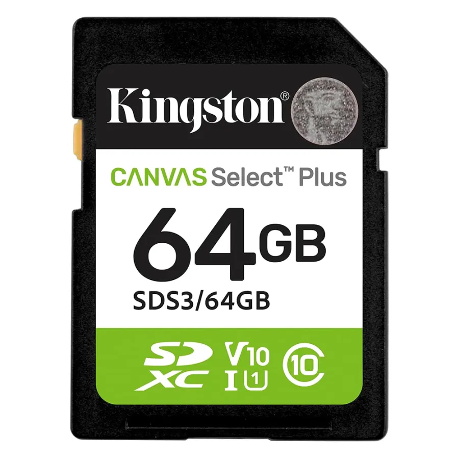 Карта с памет, 64GB - Kingston Canvas Select Plus (SDS3/64GB) - Черна