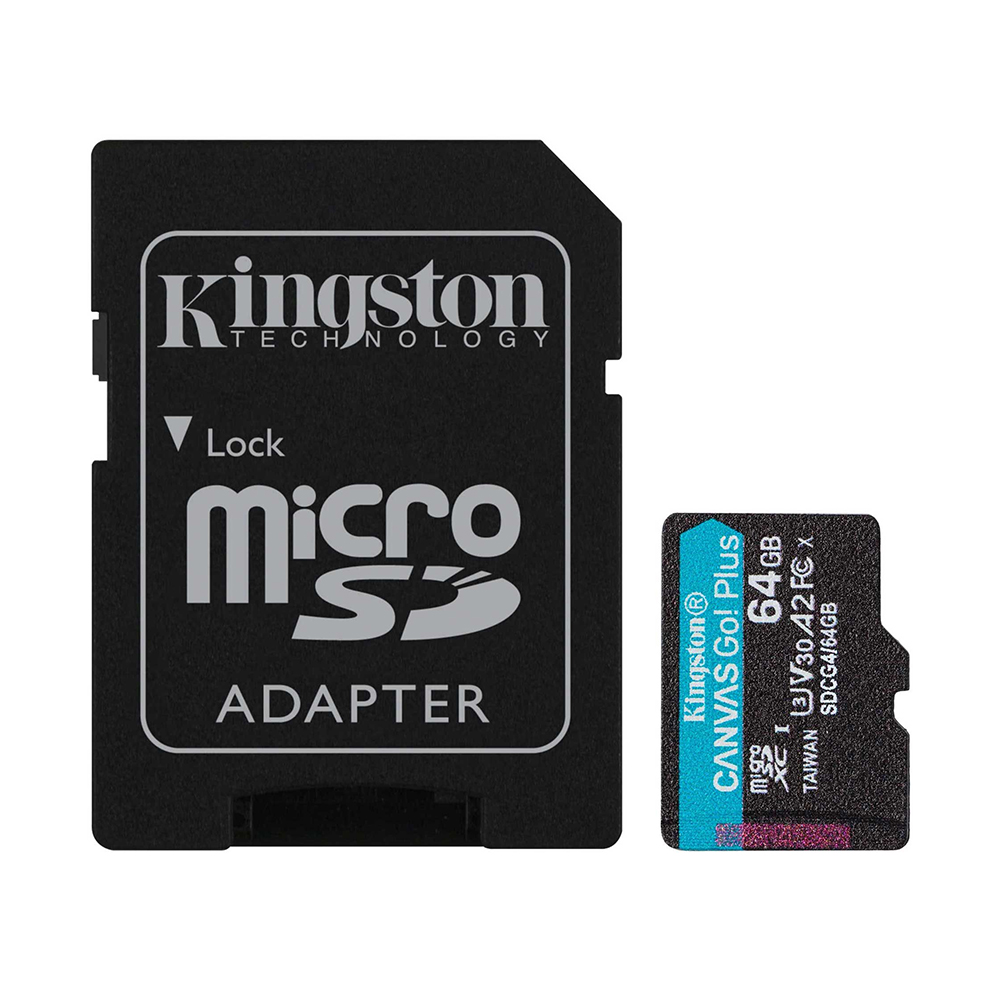 Карта памет с адаптер, 64GB - Kingston Canvas Go Plus (SDCG4/64GB) - Черен