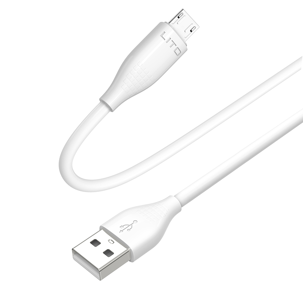 Кабел за данни с USB конектори, Micro-USB, 1m - Lito (LD03V) - Бял