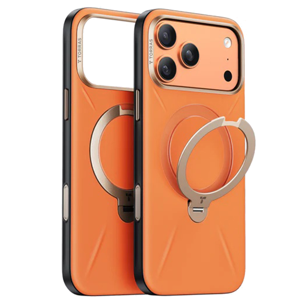 Калъф за iPhone 17 Pro - Torras QPRO Leather Series - Оранжев