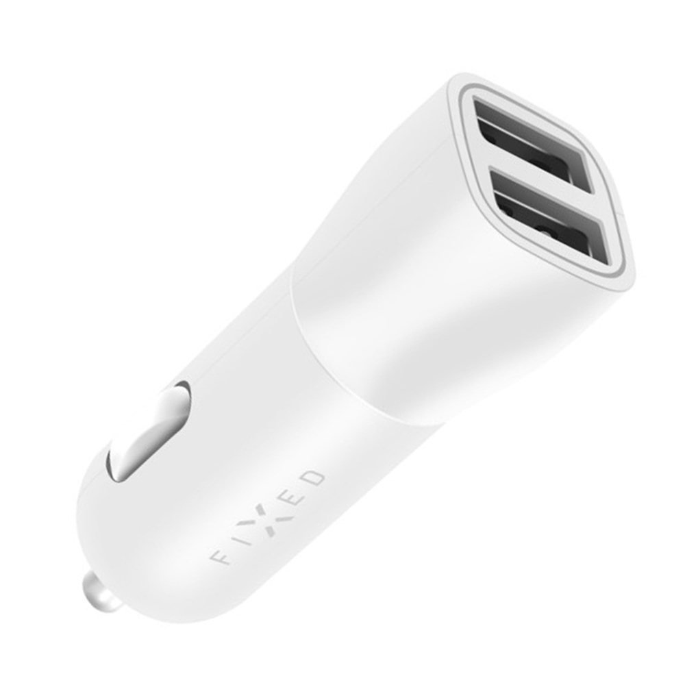 Зарядно за кола, 2x USB, 15W - фиксирано (FIXCC15-2U-WH) - бяло