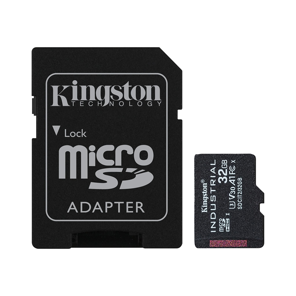 Водоустойчива карта с памет с адаптер, индустриални характеристики, 32GB - Kingston (SDCIT2/32GB) - черна
