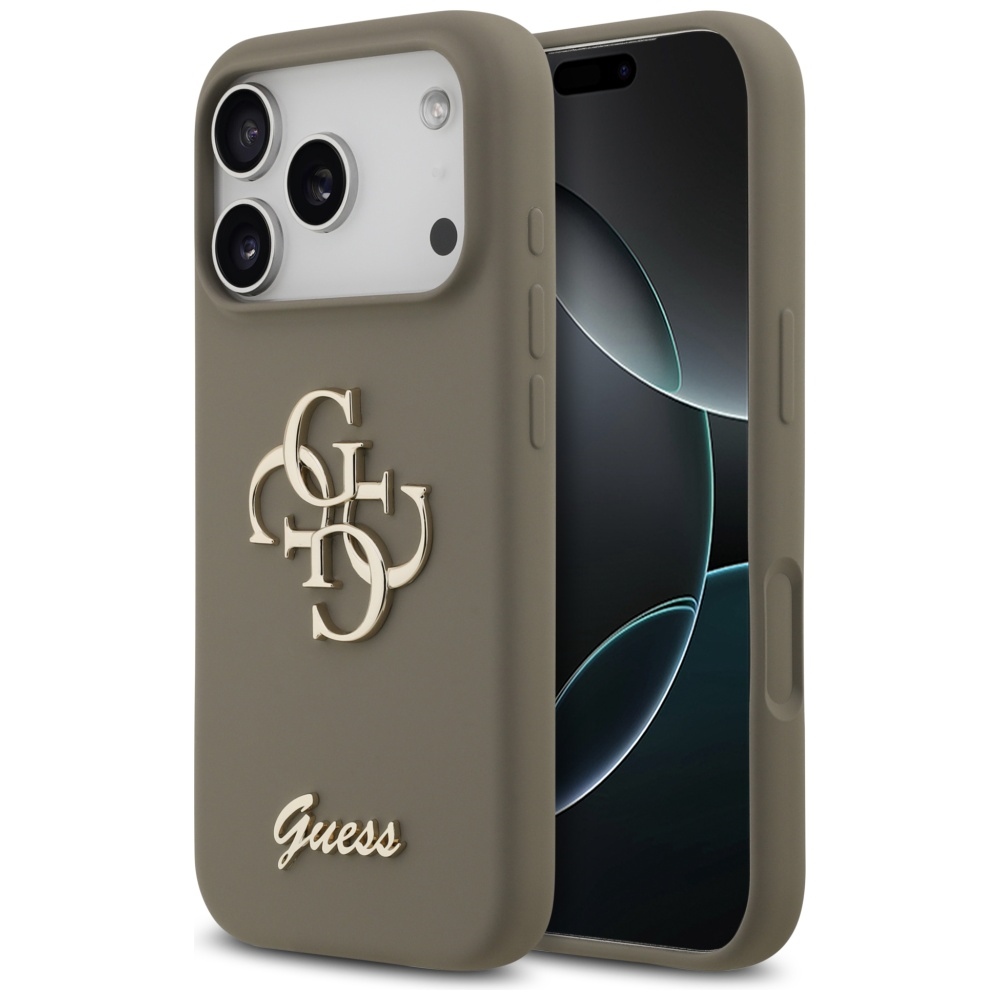 Калъф за iPhone 17 Pro - Guess Silicone Big 4G Script (GUHCP17LSC4GSMW) - Кафяв