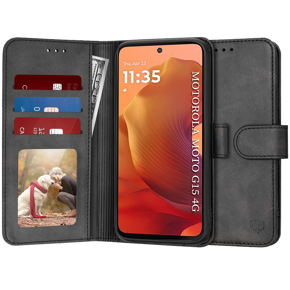 Калъф за Motorola Moto Moto G15 / G15 Power / G17 / G17 Power - Techsuit Diary Book - Черен