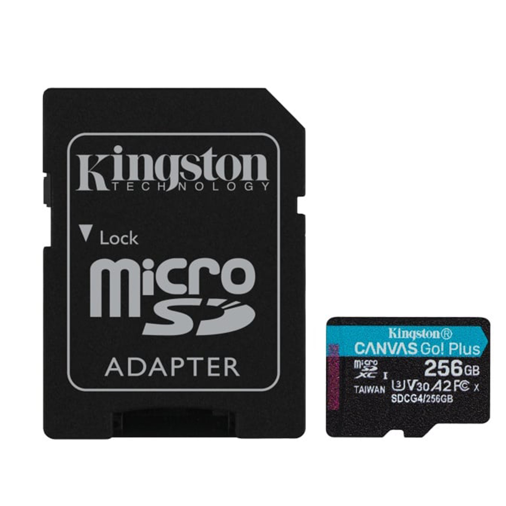 Карта памет с адаптер, 256GB - Kingston Canvas Go Plus (SDCG4/256GB) - Черен