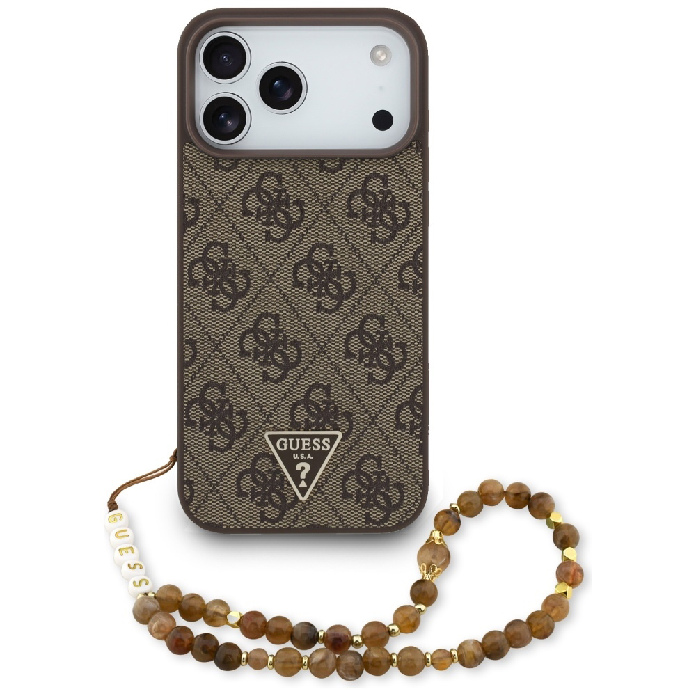 Калъф за iPhone 17 Pro Max - Guess Hardcase 4G Strap Triangle Logo MagSafe (GUHMP17XP4TSDPPSW) - Кафяв