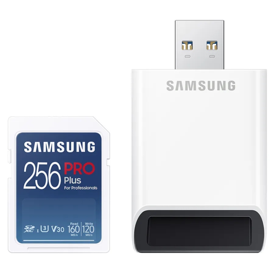 Карта с памет, Четец, 256GB, Class 10, Class 10, UHS-I, 160MB/s - Samsung (MB-SD256KB/WW) - Син/Бял