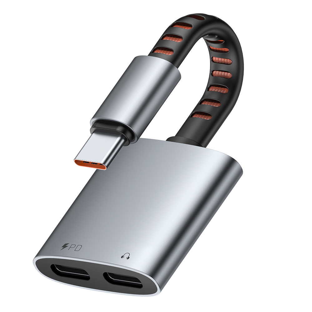 Аудио адаптер, USB-C към USB-C, бързо зареждане, първокласно качество на звука - Mcdodo (CA-3370) - Сив
