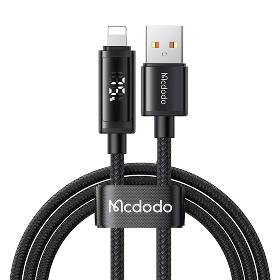 Кабел, USB към Lightning, 3A, 2x LED дисплей, 1,2 м - Mcdodo (CA-7970) - Черен