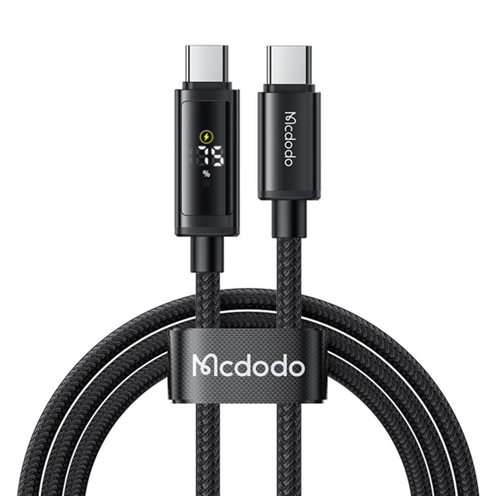 Кабел, Type-C към Type-C, 100 W, 2x LED дисплей, бързо зареждане, 1,2 m - Mcdodo (CA-8000) - Черен