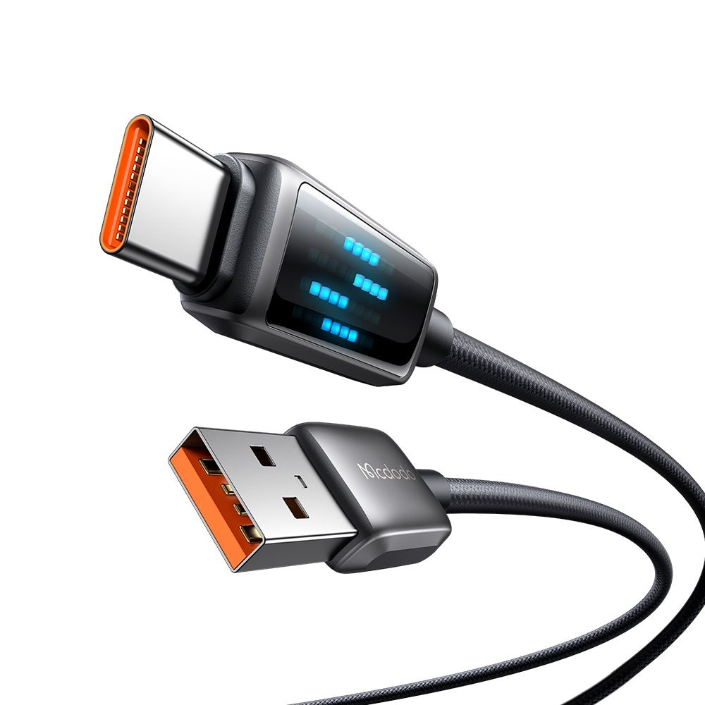 Кабел, Type-C към USB-A, LED дисплей, 6A, 1,2 м - Mcdodo (CA-2350) - Черен
