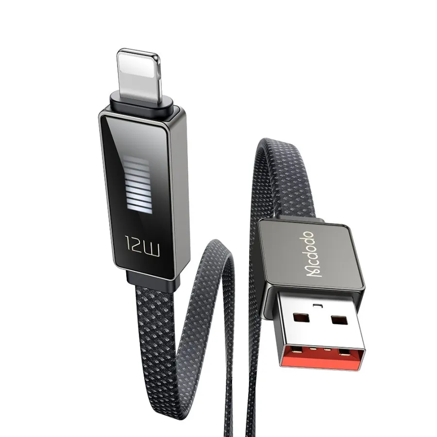 Кабел, UBS-A към Lightning, 100 W, LED дисплей, 1,2 м - серия Mcdodo Rythm (CA-4970) - Черен