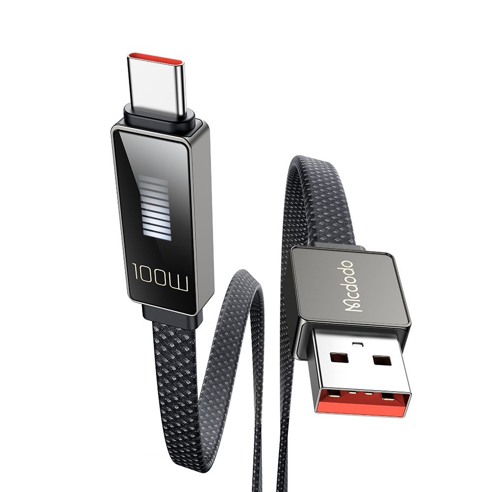 Кабел, USB-A към Type-C, 6AW, LED дисплей, бързо зареждане, 1,2 м - серия Mcdodo Rythm (CA-4980) - Черен