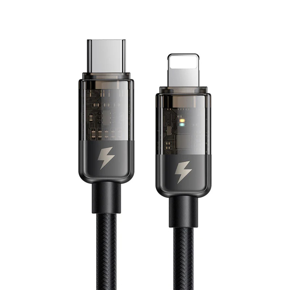 Кабел, Type-C към Lightning, 36 W, прозрачен, автоматично изключване, 1,2 м - Mcdodo (CA-3160) - Черен