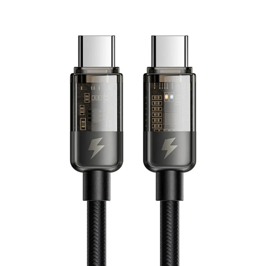 Кабел Type-C към Type-C, 100 W, бързо зареждане, прозрачен, автоматично изключване, 1,2 м - Mcdodo (CA-2840) - Черен