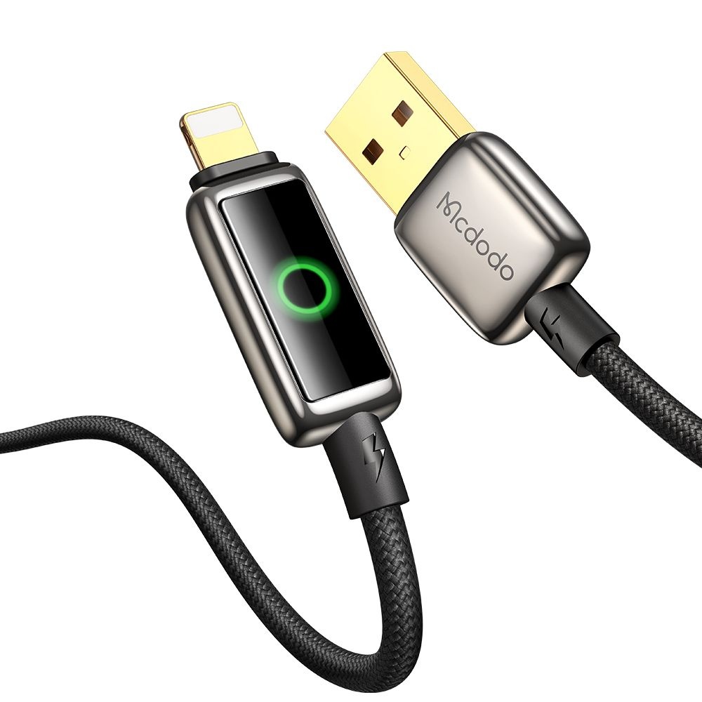Кабел, USB-A към Lightning, цифров дисплей, автоматично изключване, 3A, 1,2 м - Mcdodo (CA-6590) - Черен