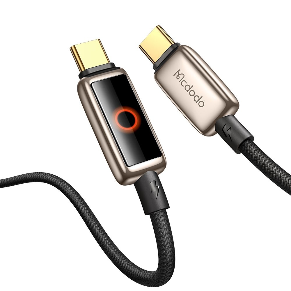 Кабел, USB-C към USB-C, цифров дисплей, автоматично изключване, 100 W, 1,2 м - Mcdodo (CA-6681) - Desert Златист