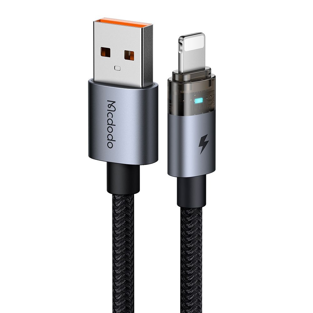 Кабел, USB-A към Lightning, прозрачен, 3A, 1,2 м - Mcdodo (CA-6910) - Черен