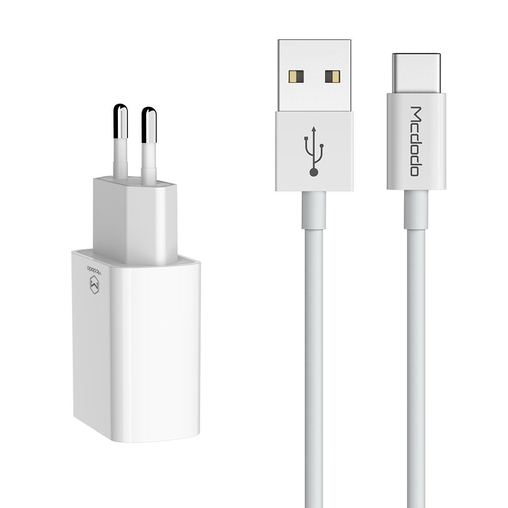 Зарядно устройство с щепсел, 2x USB-A, 2,4 A + кабел 1 м - Mcdodo Special Offer Series (CH-6721) - Бял