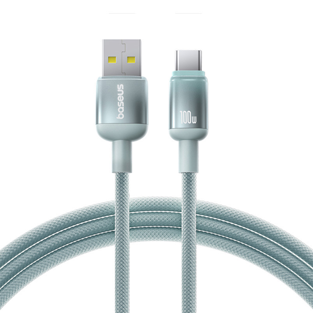 USB към Type-C кабел, 480Mbps, 100W, 2м - Baseus Discolor Series (E0420801) - Син/Зелен