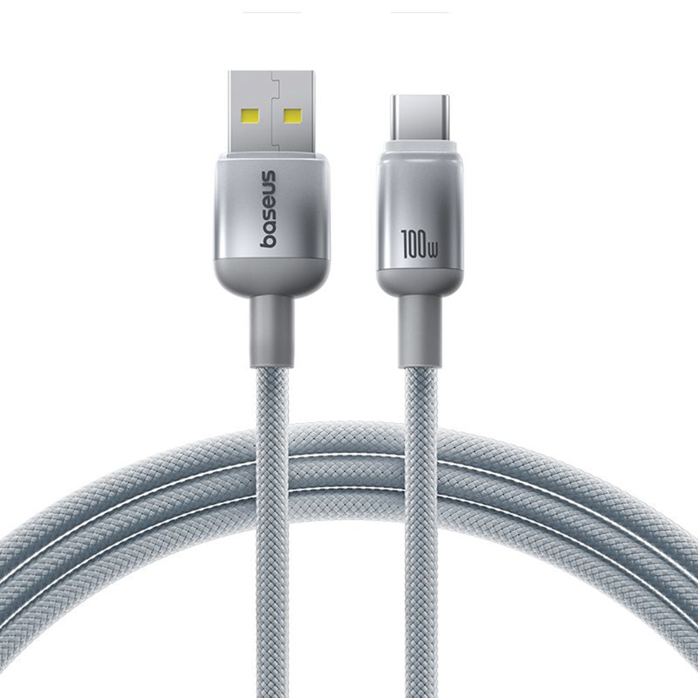 Кабел USB-A към USB-C, 100W, 2m - Baseus Discolor (E0420803) - Сребрист