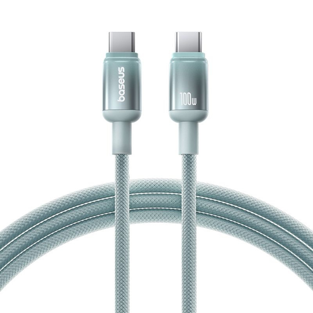 Кабел за данни, USB-C към USB-C, 100 W, 1 m - Baseus Discolor (E0420700) - син/зелен