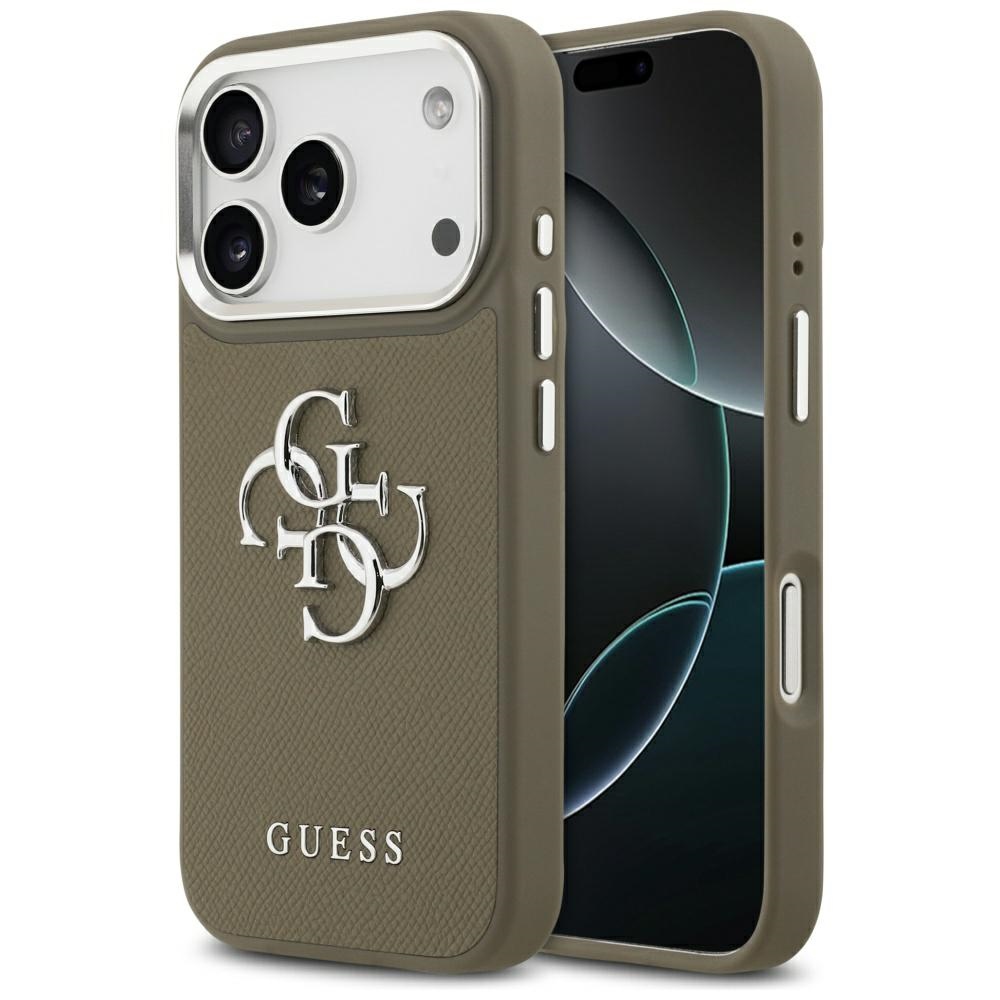 Калъф за iPhone 17 Pro - Guess Hardcase Grained Big 4G Classic Classic Logo (GUHCP17LPG4SMCEW) - Кафяв