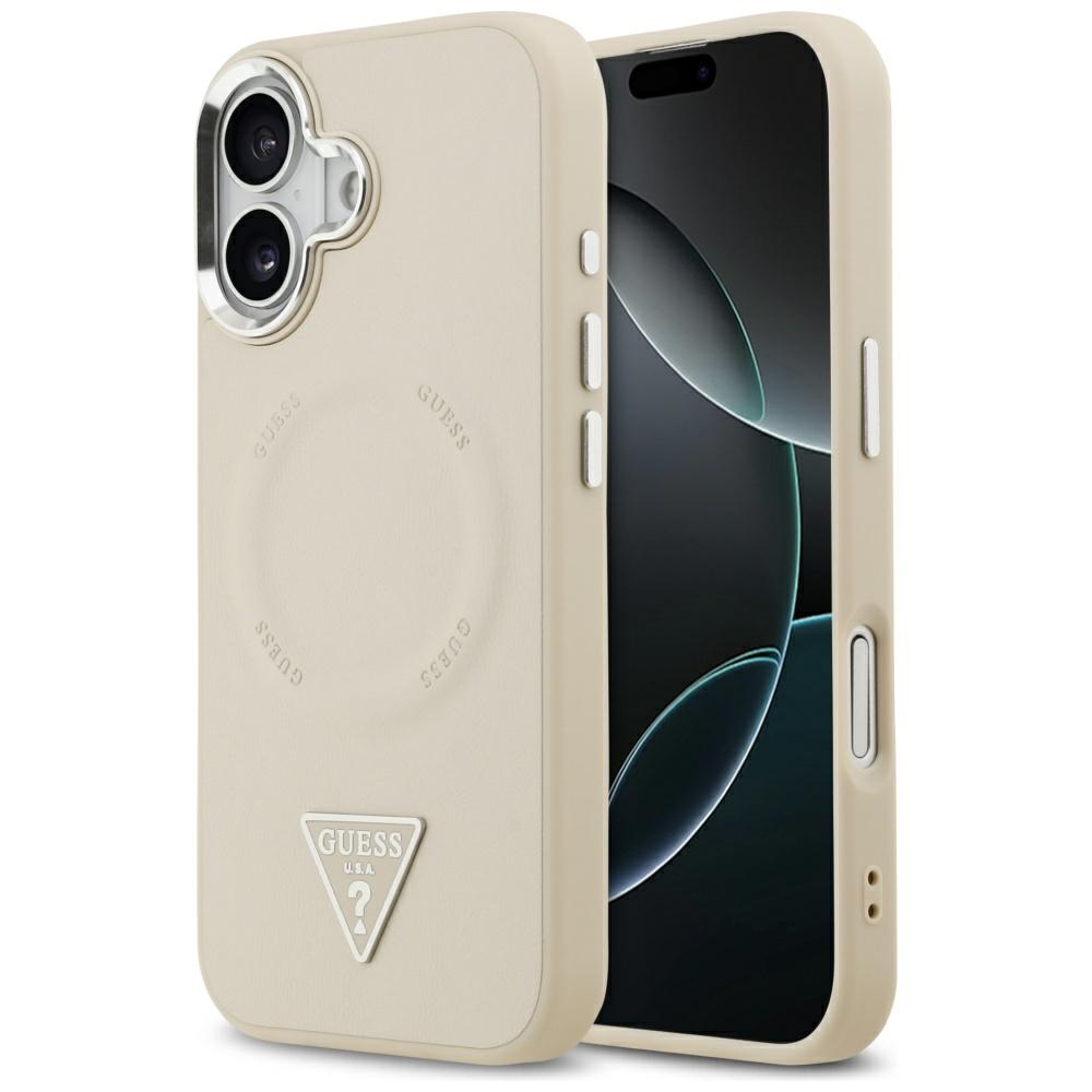 Калъф за iPhone 17 - Guess Hardcase Triangle Logo MagSafe (GUHMP17SPSDTSCME) - Бежов