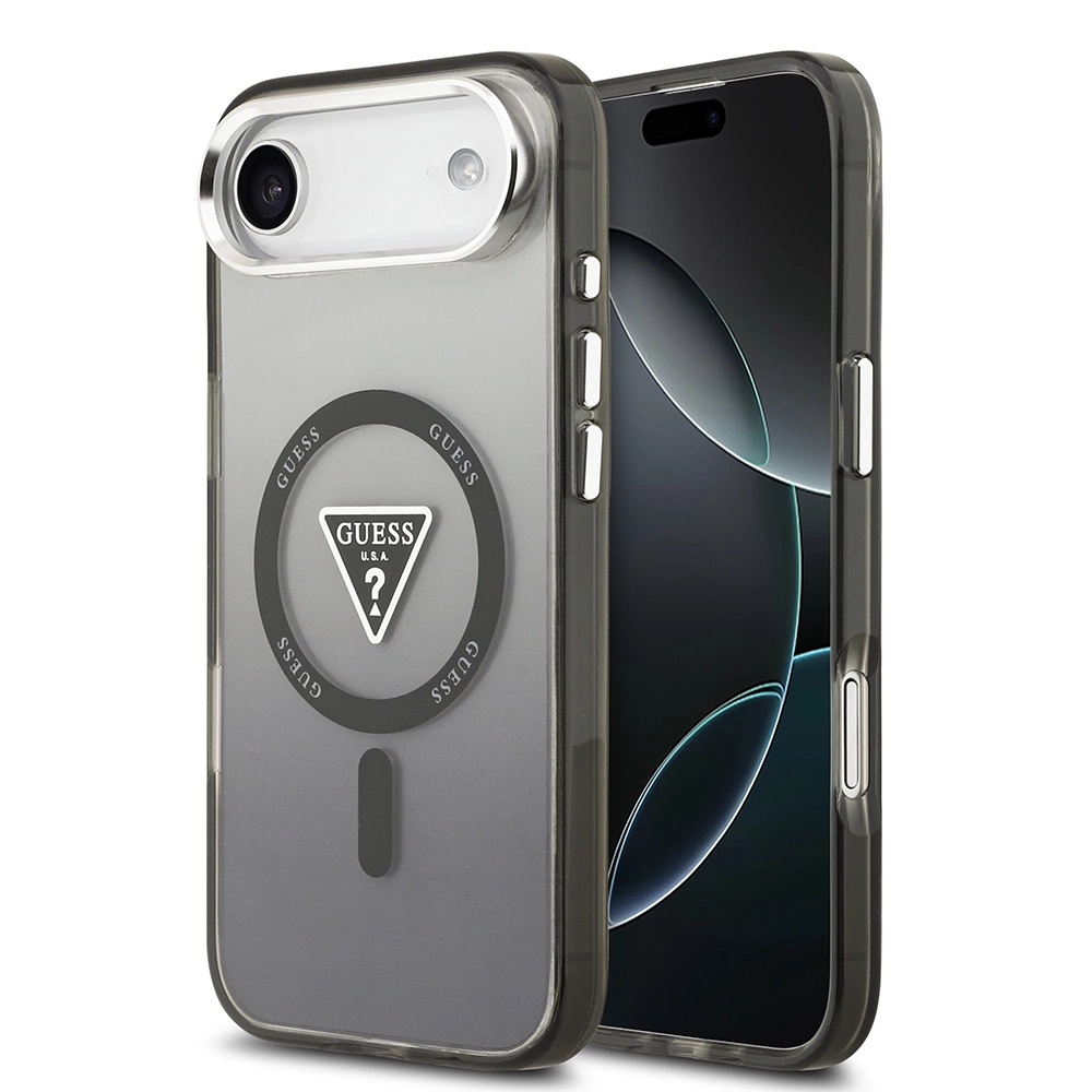 Калъф за iPhone 17 Air - Guess IML Gradient Gradient Triangle Logo MagSafe (GUHMP17MHMHGTMLCGGK) - Черен
