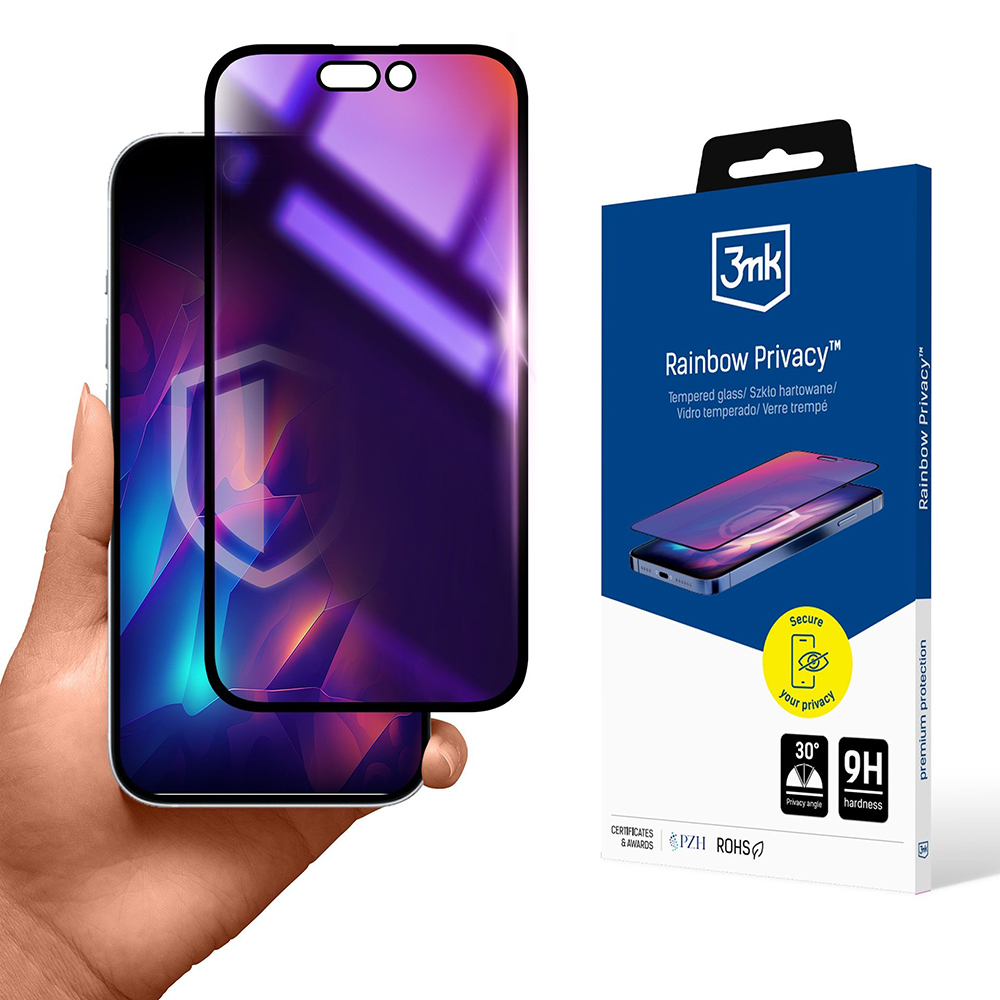 Капак за iPhone 16 Pro - 3mk Многоцветен Privacy Screen Protector - Черен