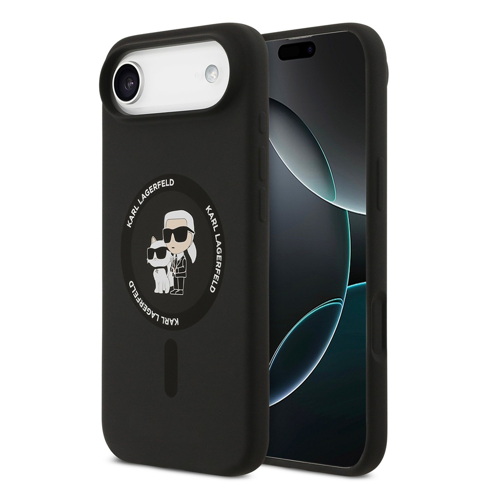 Калъф за iPhone 17 Air - Karl Lagerfeld Silicone Ring MagSafe (KLHMP17MSCMKCMKCRHK) - Черен Karl&Choupette