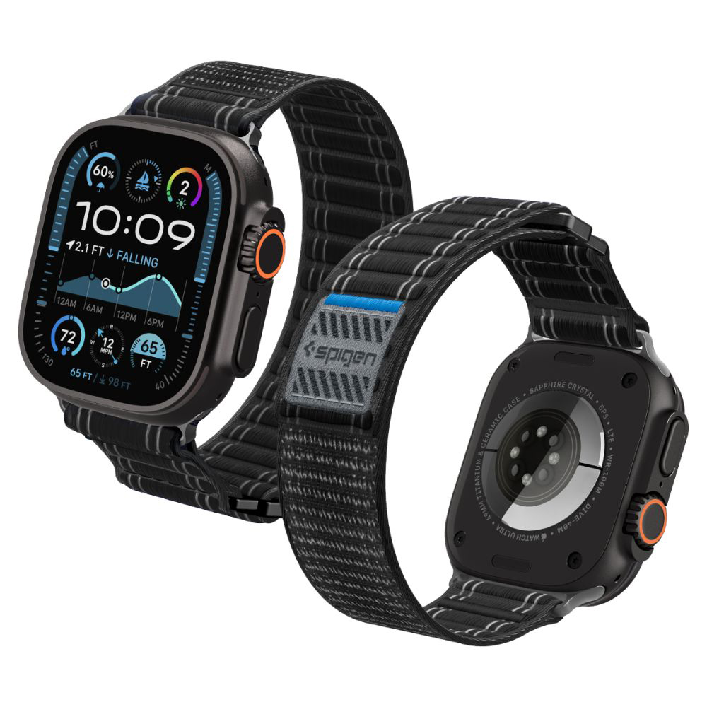 Каишка за Apple Watch 8/9/9/10/10/11/SE/SE 2/SE 3/Ultra/Ultra 2/Ultra 3 (44/45/46/49/49mm) - Spigen Watchband WBF0 (AMP10141) - Черен