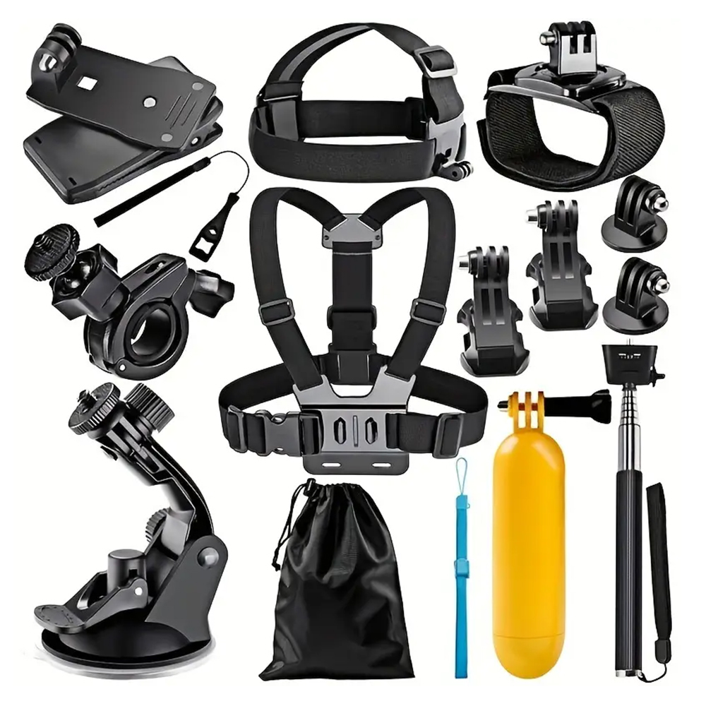 Комплект аксесоари GoPro 15in1 - Techsuit Action Camera CamQuest (SA15) - Черен