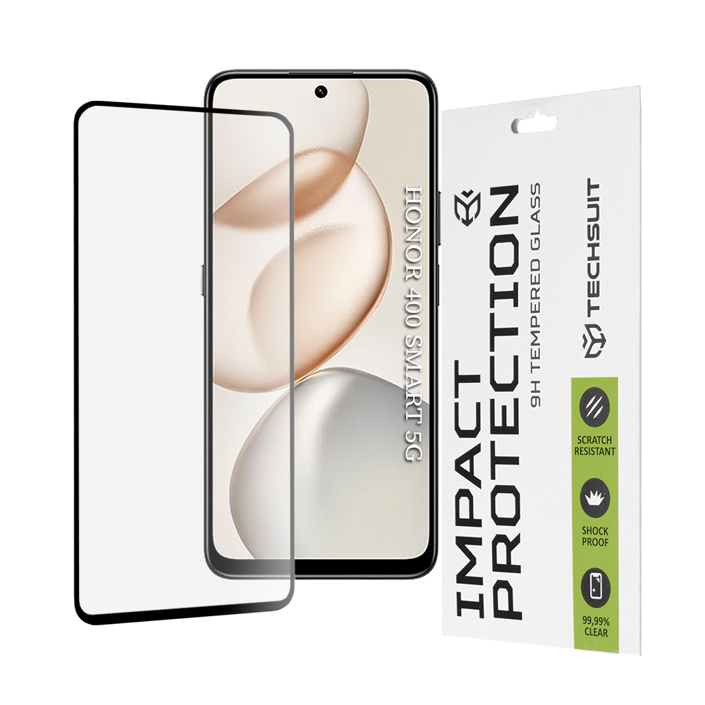 Калъф за Honor 400 Smart 5G / 400 Smart 4G / 200 Smart / 90 Smart / X7d 4G / X7b 4G / X7b 5G / X7c - Techsuit 111D Full Cover / Full Glue Glass - Черен