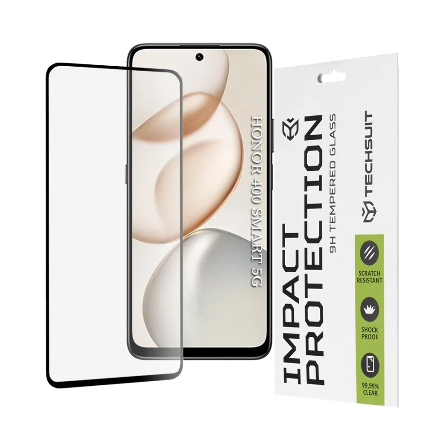 Калъф за Honor 400 Smart 5G / 400 Smart 4G / 200 Smart / 90 Smart / X7d 4G / X7b 4G / X7b 5G / X7c - Techsuit 111D Full Cover / Full Glue Glass - Черен