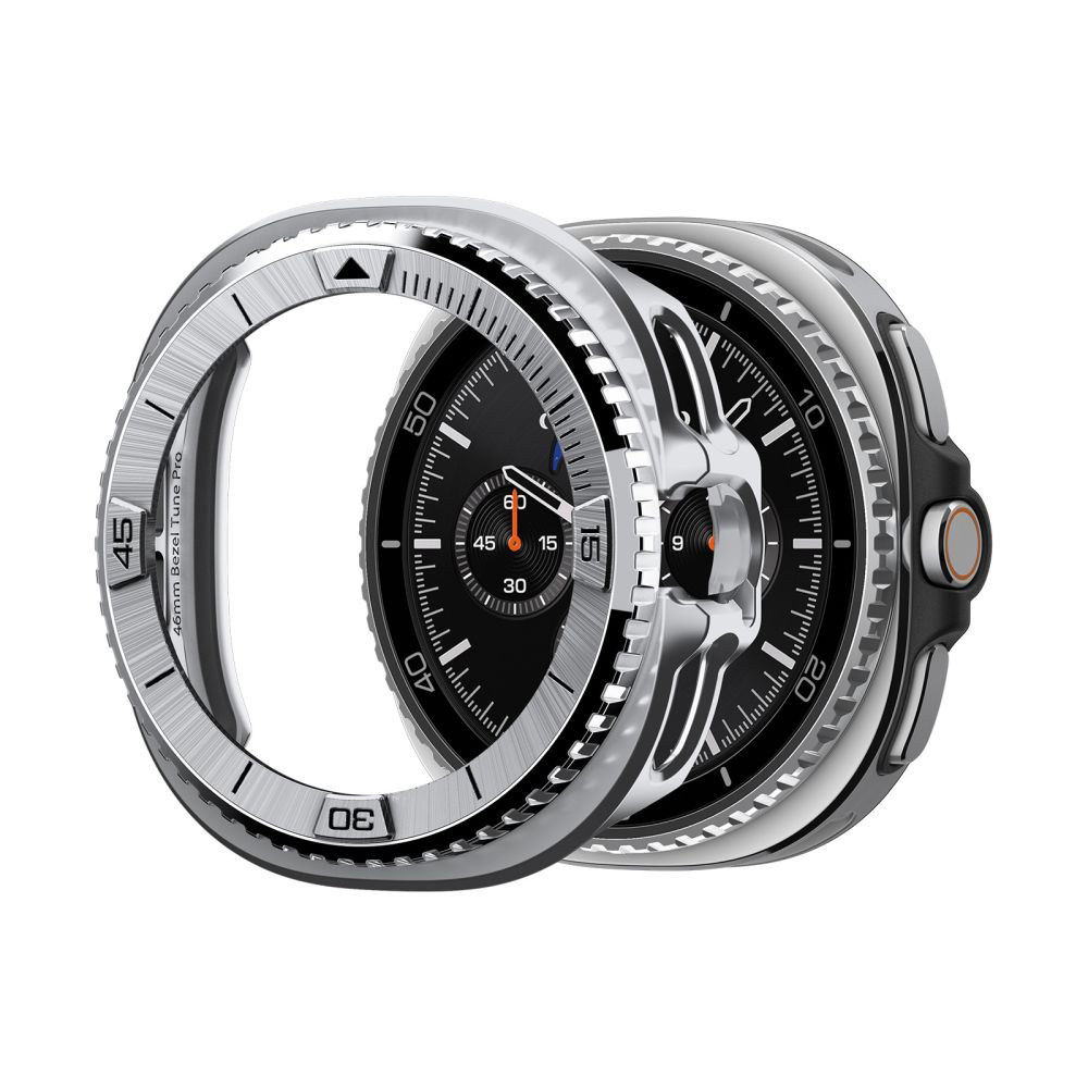 Рамка за Samsung Galaxy Watch8 Classic - Spigen Tune Pro Pilot (ACS10017) - Сребриста