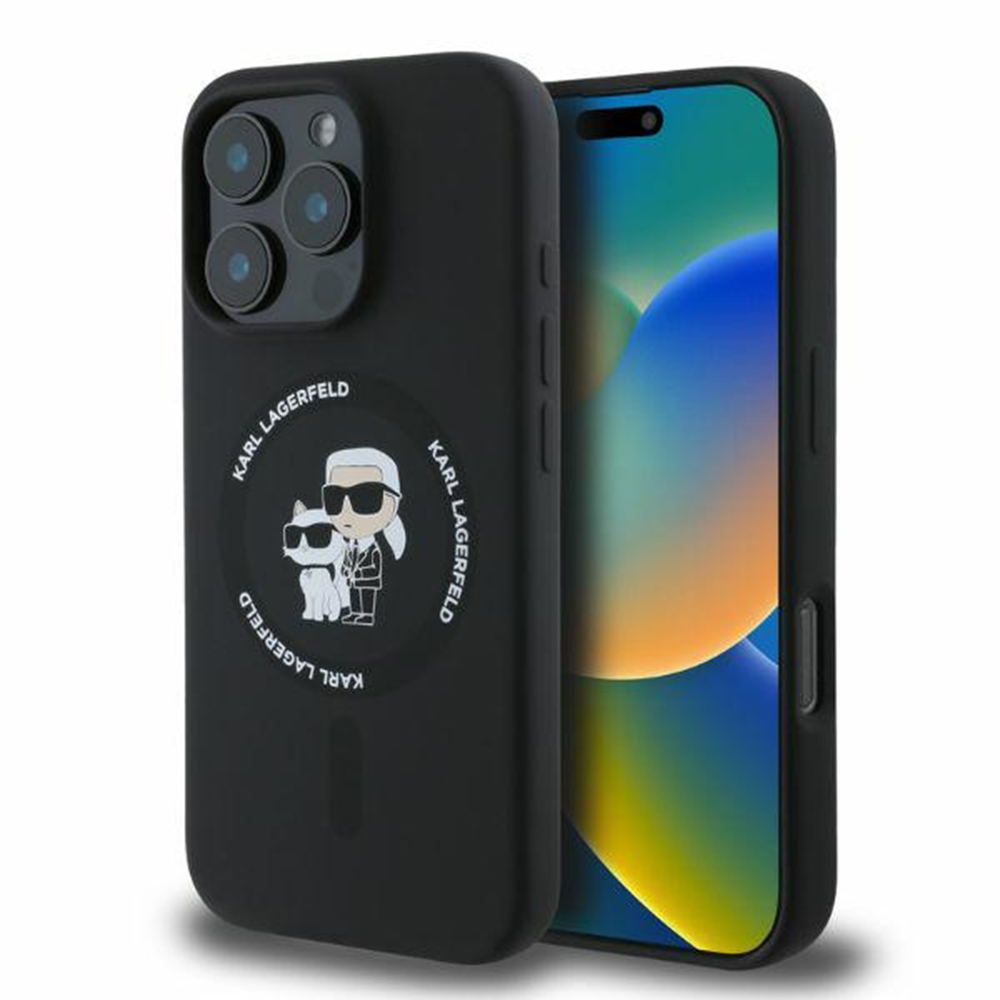 Калъф за iPhone 16 Pro Max - Karl Lagerfeld Silicone KC Body Ring MagSafe (KLHMP16XSCMKCRHK) - Черен