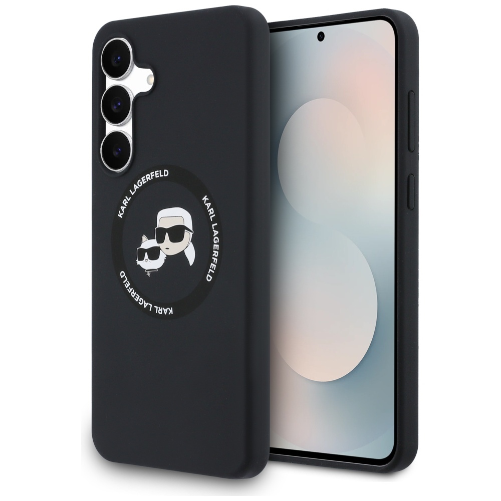 Калъф за Samsung Galaxy S25 FE - Karl Lagerfeld Silicone KC Heads MagSafe (KLHMS25FESKKCHTCK) - Черен