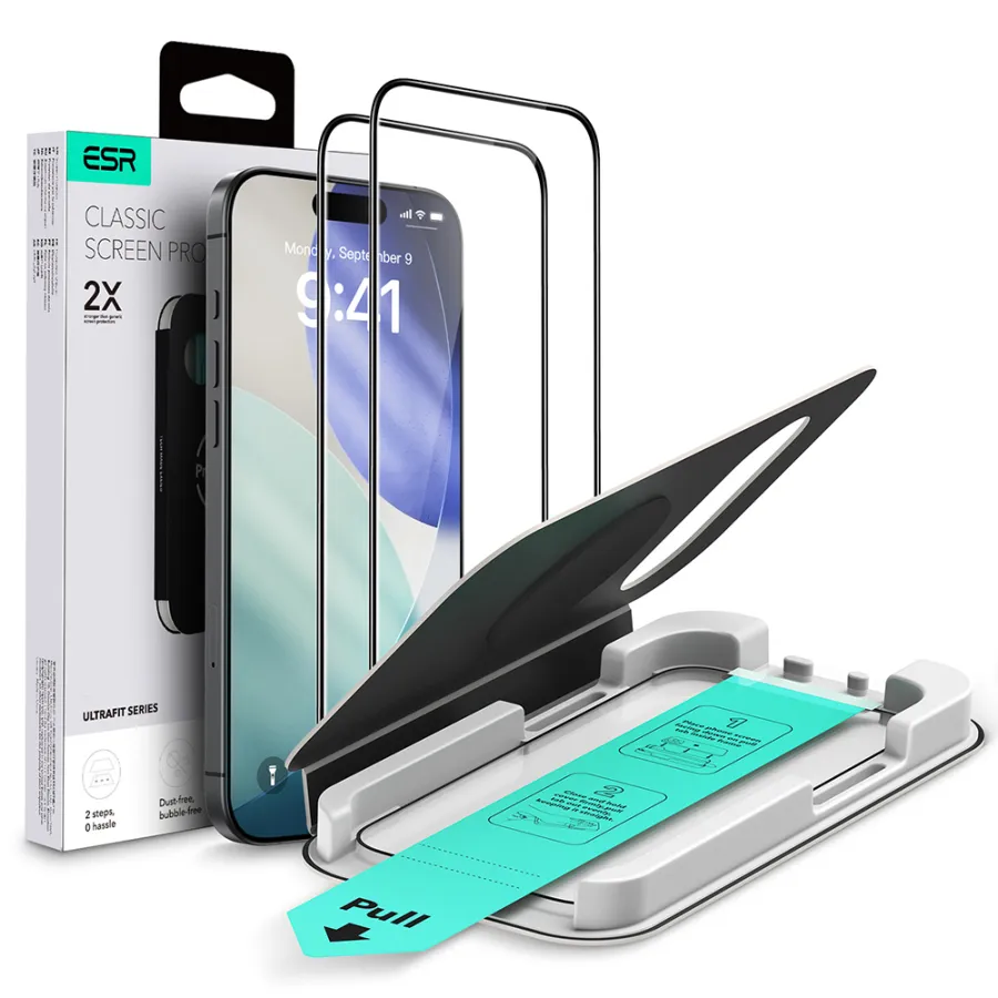 Калъф за iPhone 17 Air (комплект от 2) - ESR Tempered Glass UltraFit - Черен
