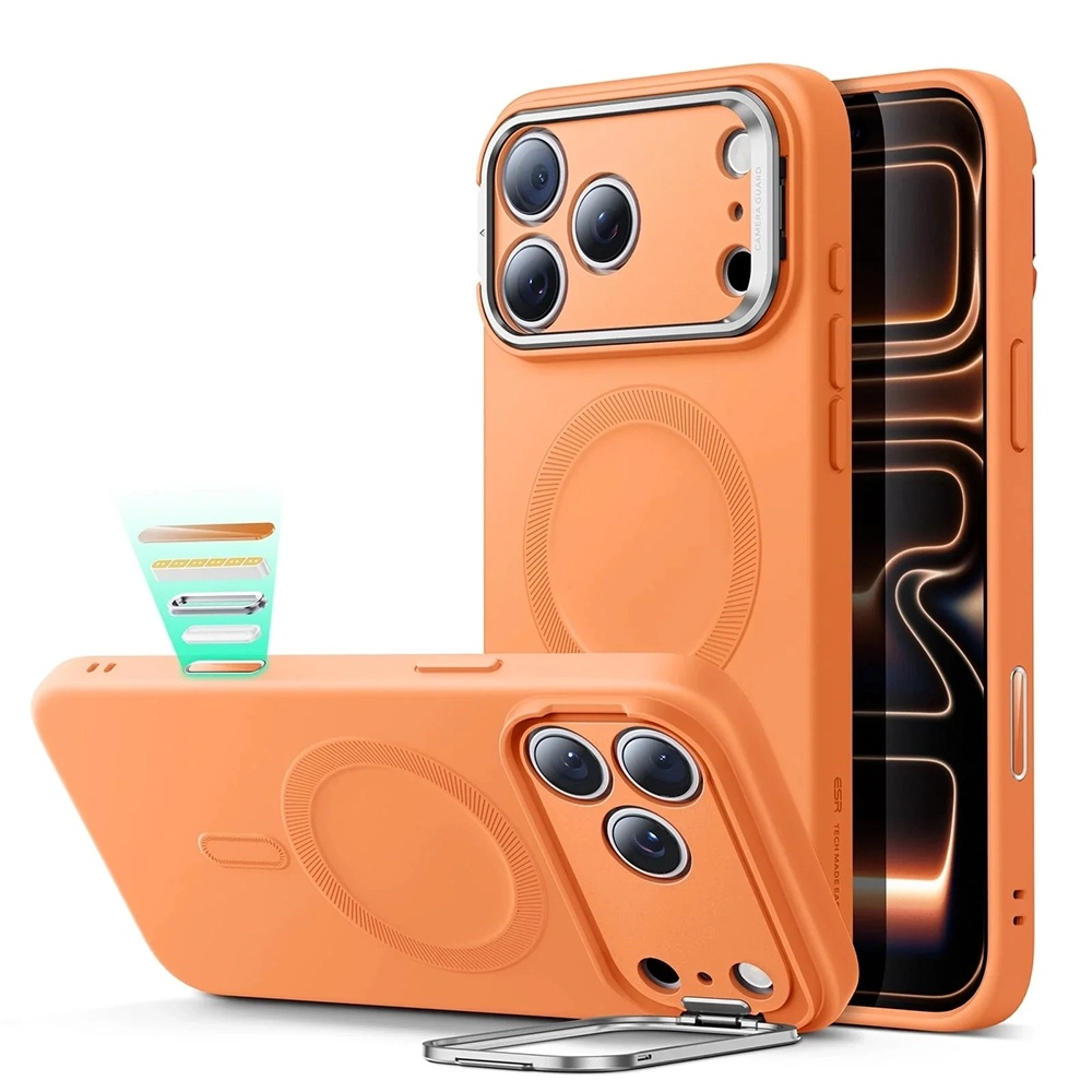 Калъф за iPhone 17 Pro - ESR Cloud Cloud Soft HaloLock Kickstand - Оранжев